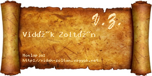 Vidák Zoltán névjegykártya