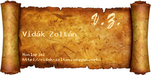 Vidák Zoltán névjegykártya